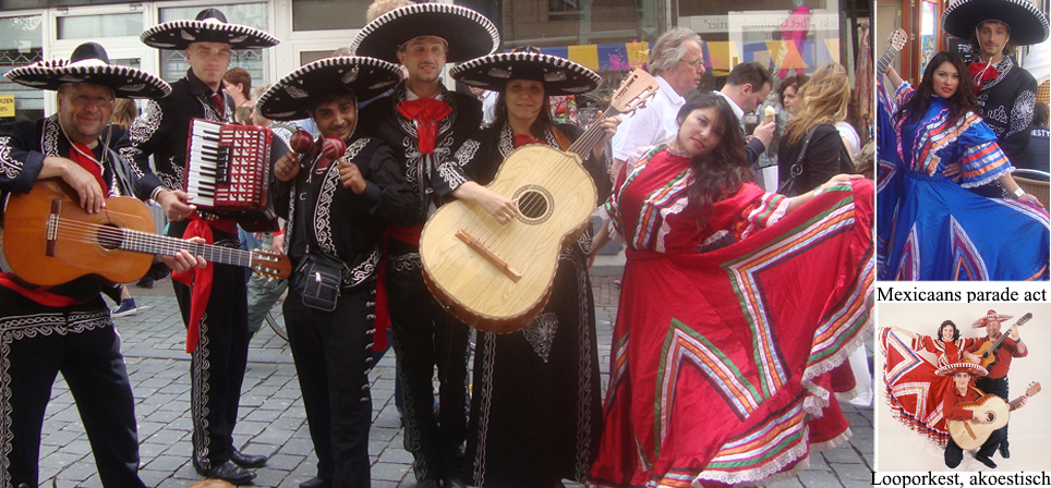Band met Mexicaanse instrumenten gitaar, vihuela, viool, trompet en accordeon